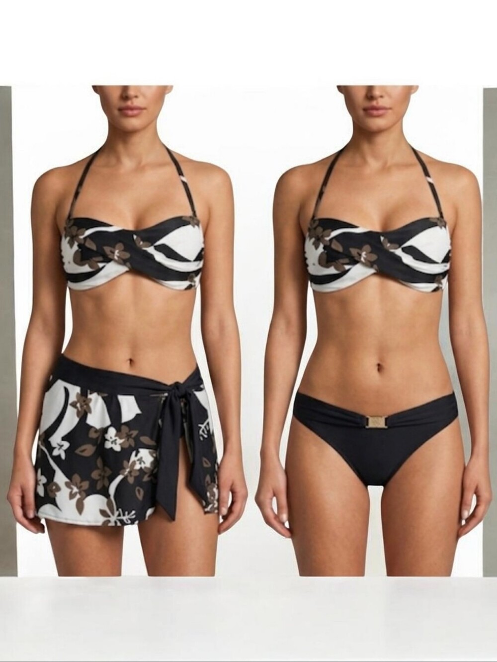 La Vie En Rose Black and White Floral Bikini Set